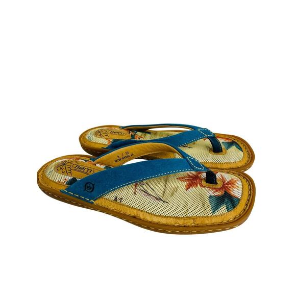 Born women’s palm tree thong flip flop sandals suede blue size 8 - Picture 2 of 9